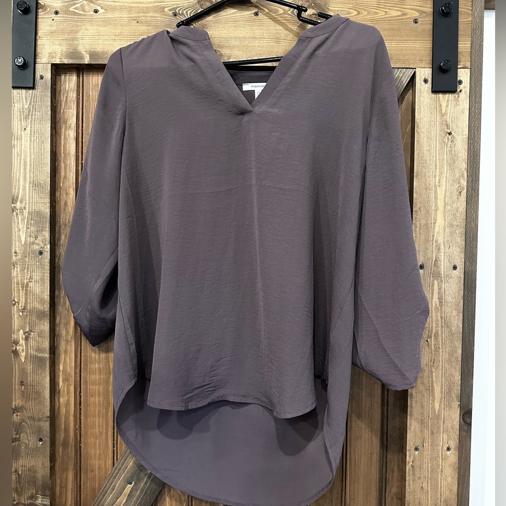 Maurices Purple Asymmetrical Blouse Relaxed Fit